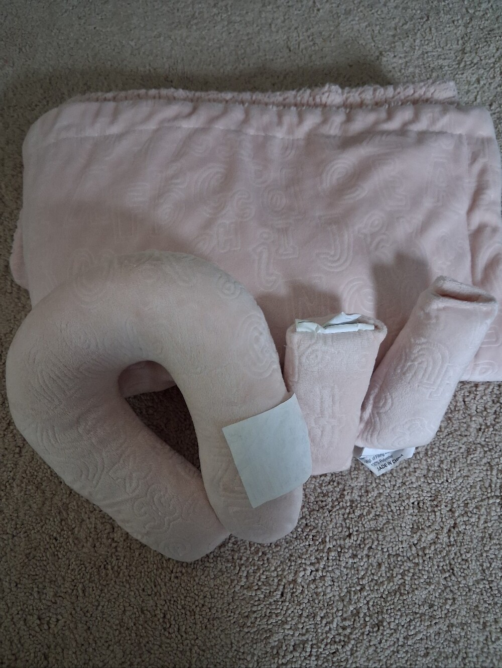 Carter's Plush Travel Neck Pillow Set in Pale Pink Blanket Set